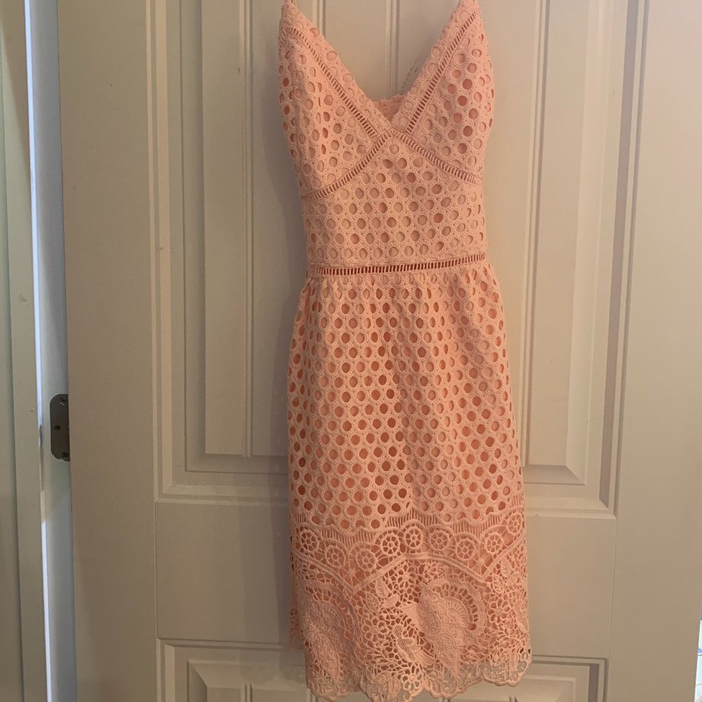 A&F pink eyelet lace scalloped dress